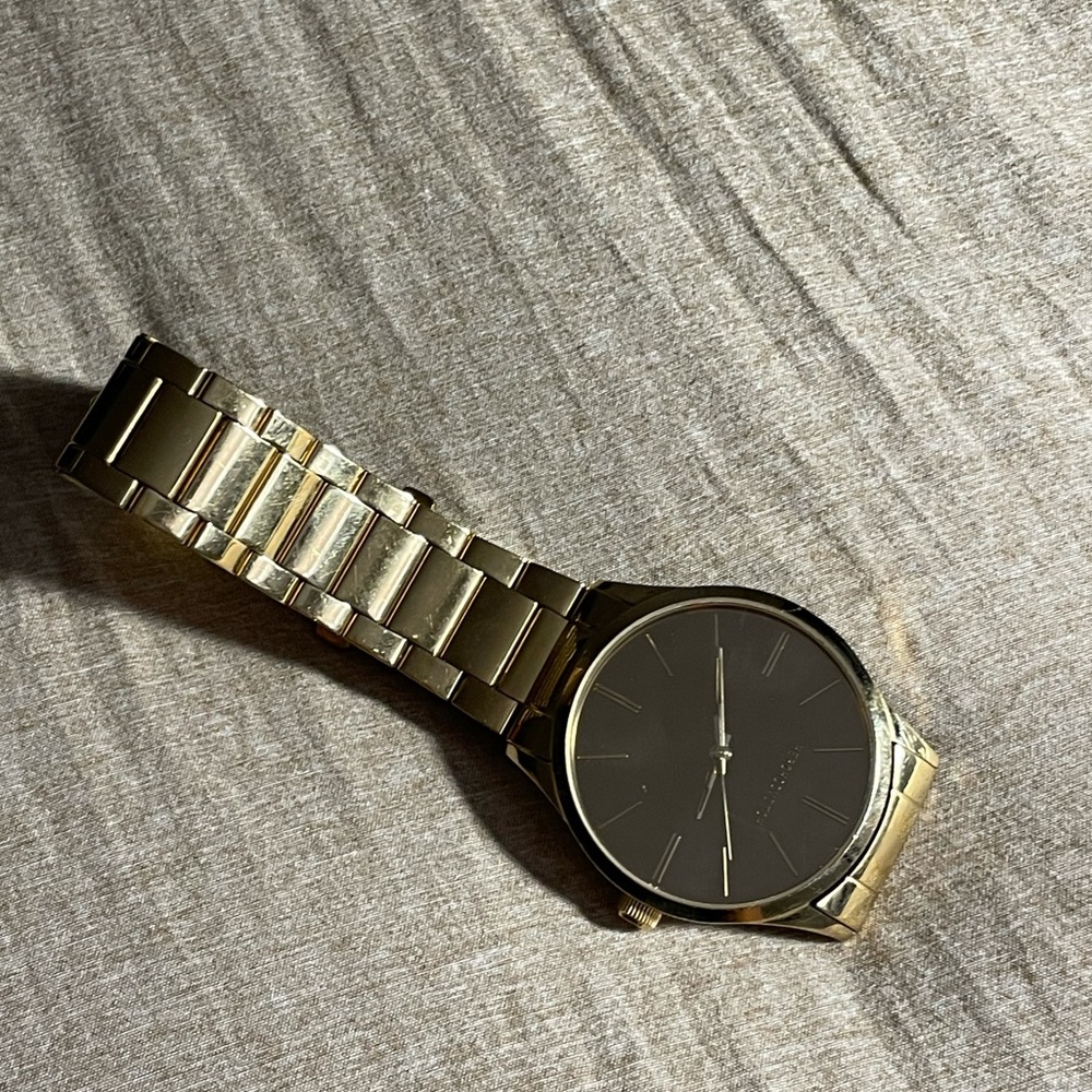 Gold watch mechanical gilded steel waterproof watch